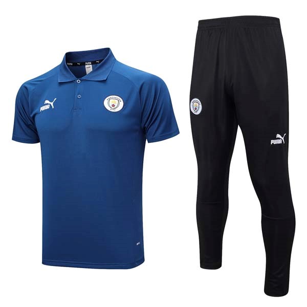 Polo Manchester City Conjunto Completo 2023-2024 Azul Negro